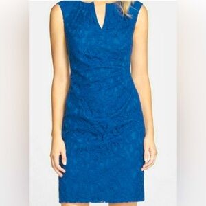 Adrianna Papell Blue Lace Sheath Mini Dress